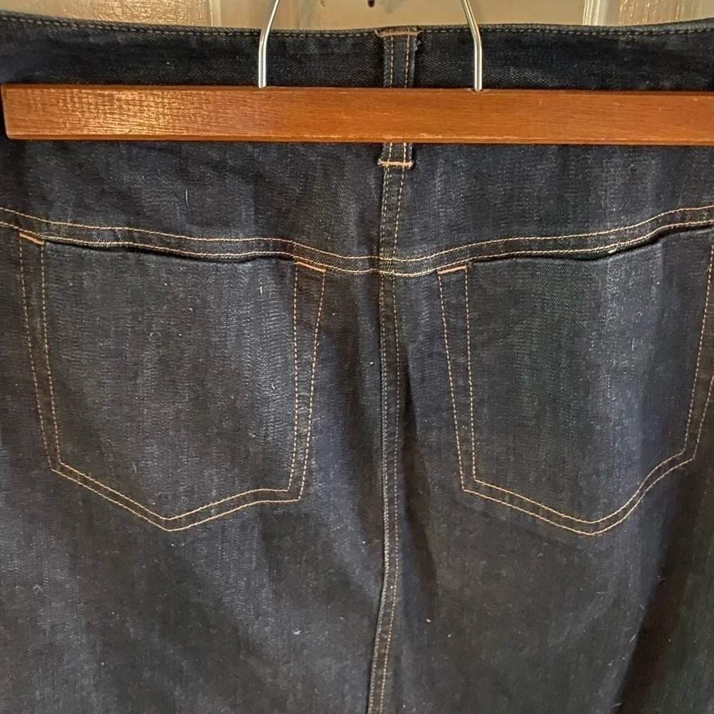 Vintage Ann Taylor Classic Dark Denim Stretch Mini Skirt Front Back Pockets EUC